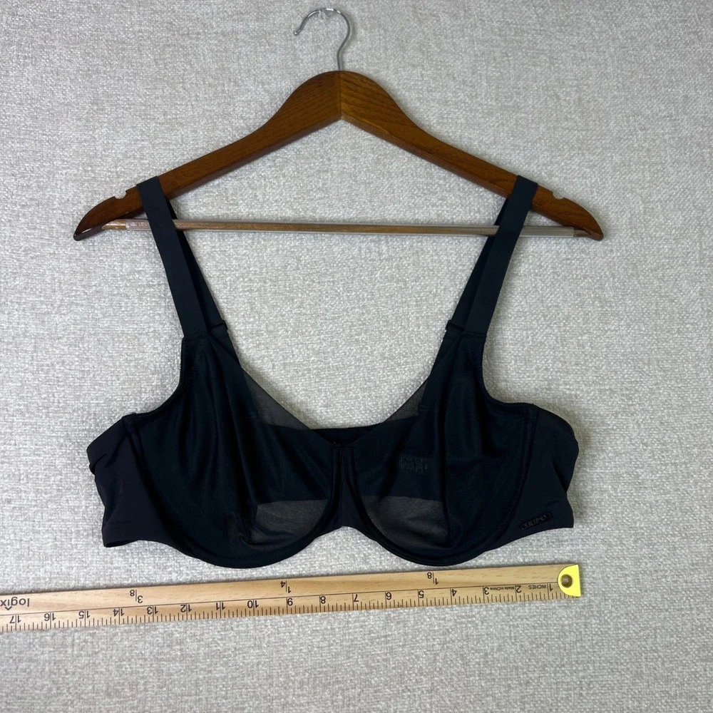 Skims Sheer Mesh Underwire Bra Onyx Black 42C Minimalist Breathable Lingerie